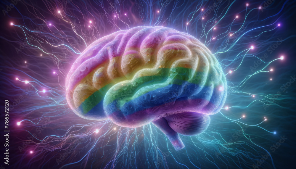 Colorful Neural Visualization of a Brain with Electric Synaptic Activity Colorful Neural Visualization of a Brain with Electric Synaptic Activity