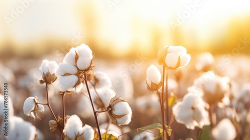 Cotton flowers closeup view in the field