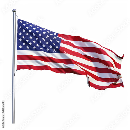 Vector American Flag waving isolated on white 