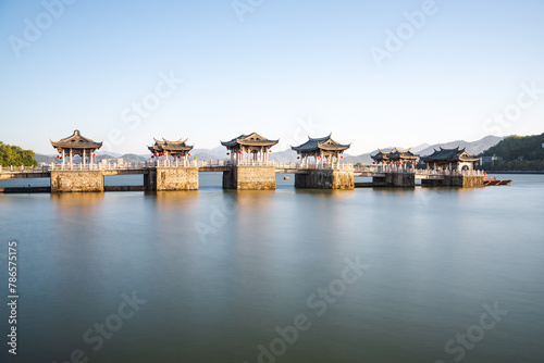 Guangji Bridge at sunrise in winter, Chaozhou, Guangdong, China photo