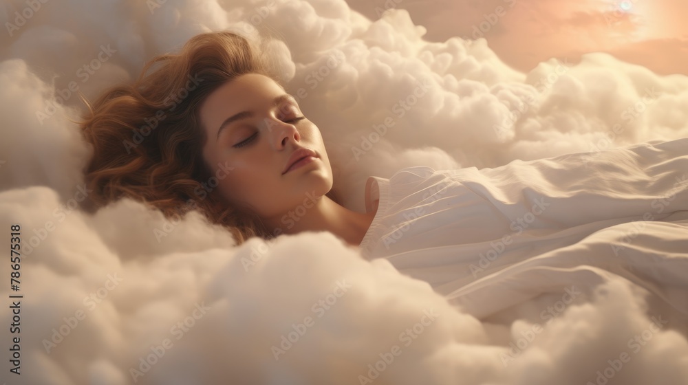 Experience sublime slumber with a close-up of a bed cradled by soft, vanilla dream clouds, creating a serene sleep haven in 4k