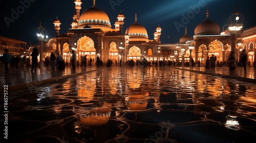 A scenic view of Eid celebration lights on buildings © farhan