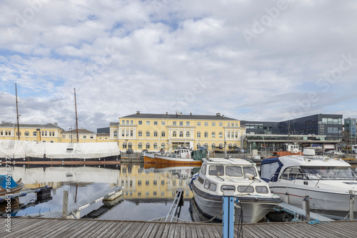 Walking along Nidelven (River) in a Spring mood in Trondheim city photo