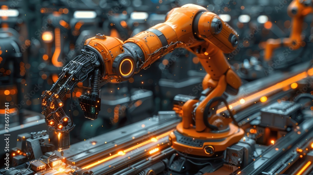 A robotic arm in the lab adjusts components autonomously, making decisions based on real-time data without human commands. Sovereign robotic arm, works without human intervention. Advanced automation. A robotic arm in the lab adjusts components autonomously, making decisions based on real-time data without human commands. Sovereign robotic arm, works without human intervention. Advanced automation.