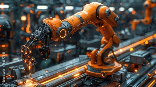 A robotic arm in the lab adjusts components autonomously, making decisions based on real-time data without human commands. Sovereign robotic arm, works without human intervention. Advanced automation.