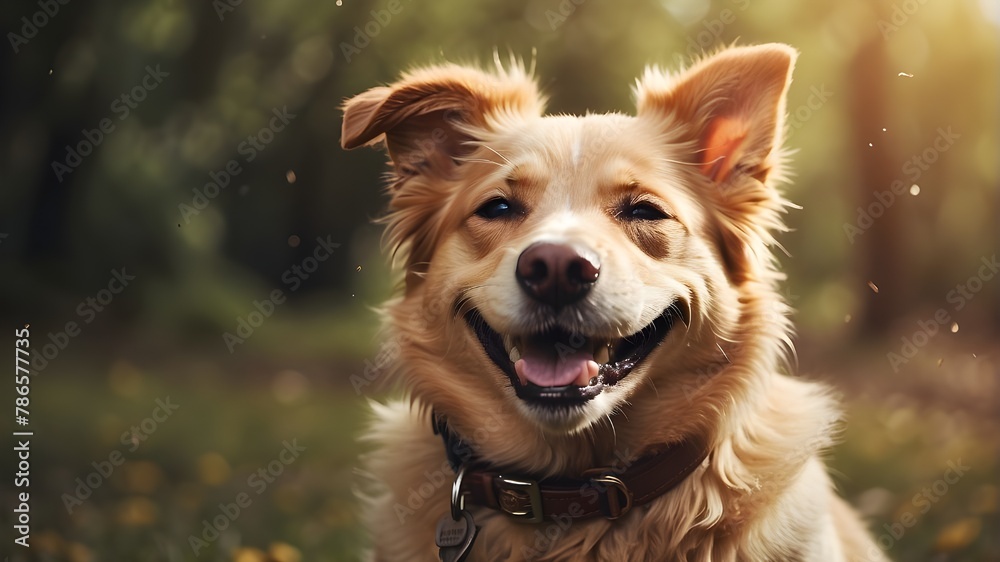 a happy dog smiling and laughing