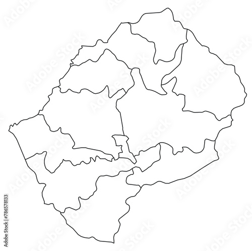 Outline of the map of Lesotho with regions