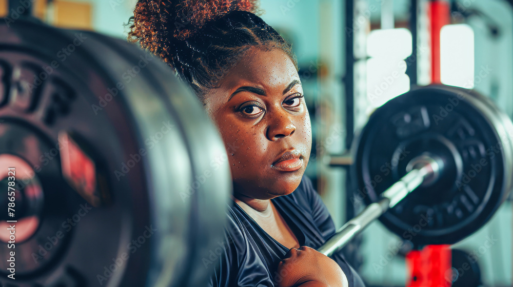 Determined Female Athlete Powerlifting at Gym Determined Female Athlete Powerlifting at Gym