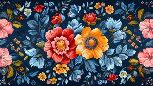 Vintage cashmere floral pattern photo