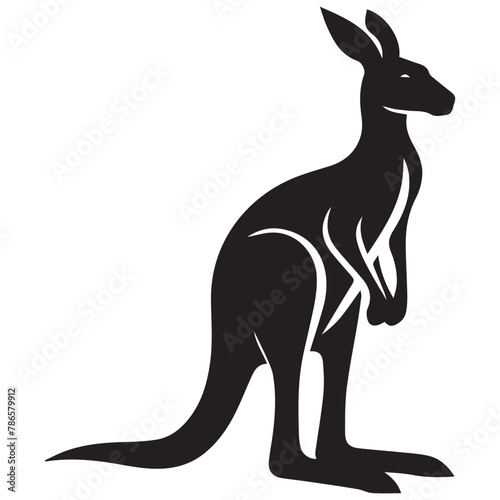 Kangaroor silhouette vector with solid white background