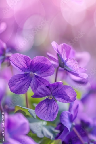 Close up of purple flowers in a field. Perfect for nature backgrounds © Fotograf