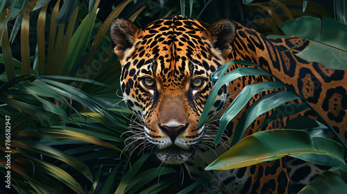 Jaguar in the tropical jungle