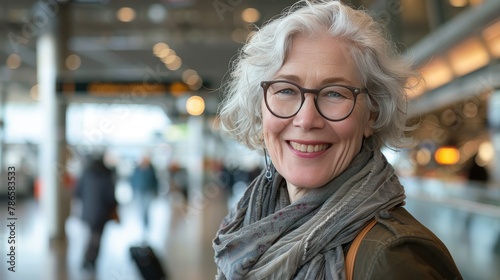 Elegant Senior Woman Traveler at the Airport