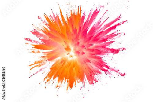 Vibrant pink and orange color burst on white background. photo