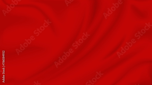 The red flag twists in the wind. Realistic 3D render, fabric with folds, light and shadow according to the shape. Vector illustration.