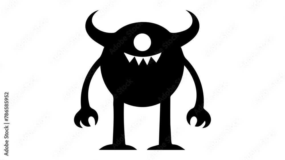 illustration of a monster with horns, shape of monster in vector