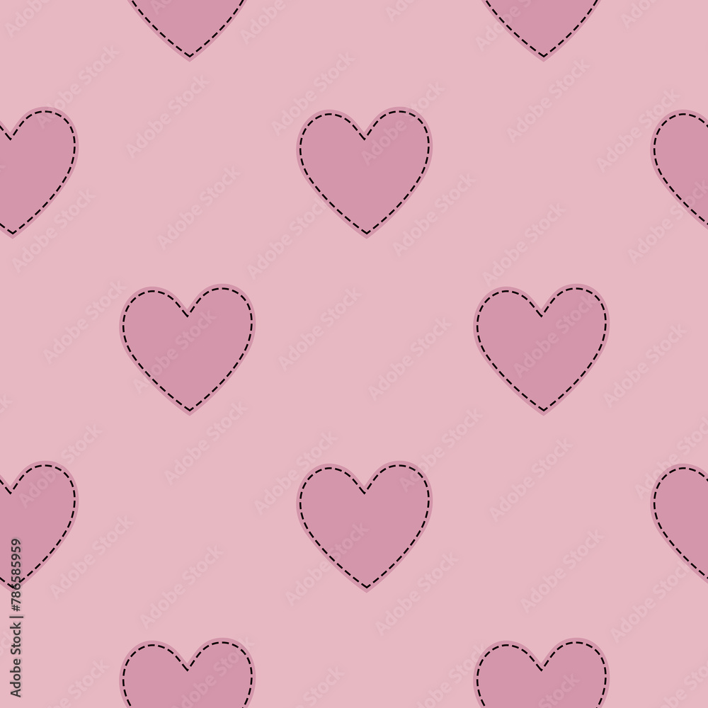 Heart seamless pattern. Simple repeating texture with hearts.