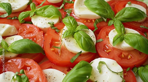 Caprese salad featuring ripe tomatoes fresh mozzarella and basil. Restaurant dish and serving, close-up, specialty of the house. Concept of culinary excellence and sophistication. Generative by AI