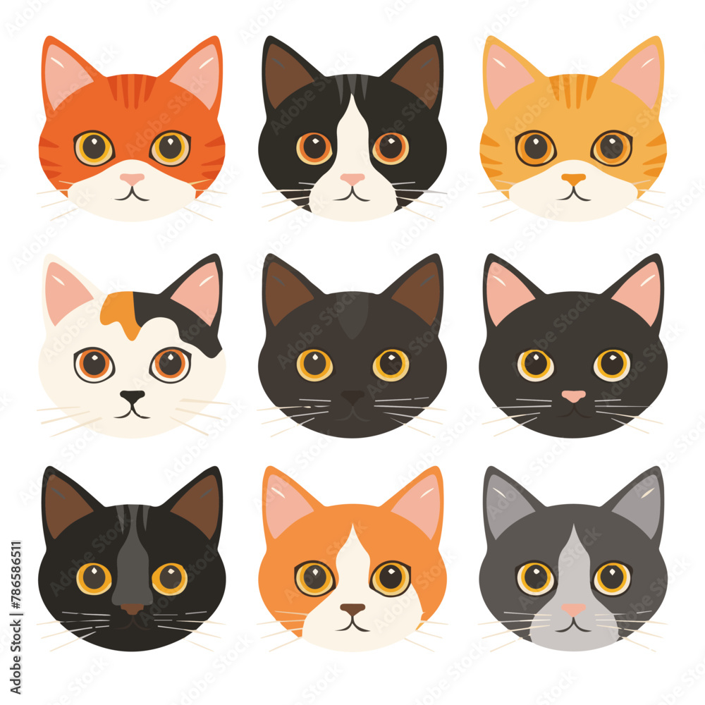 Set of different cat breeds isolated on white. Vector illustration for design. Set of different cat breeds isolated on white. Vector illustration for design.