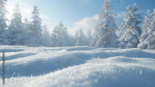Snow covered field with trees in the background. Perfect for winter themed projects