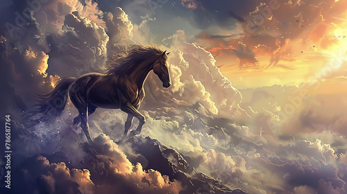 cavalo sobre as nuvens 