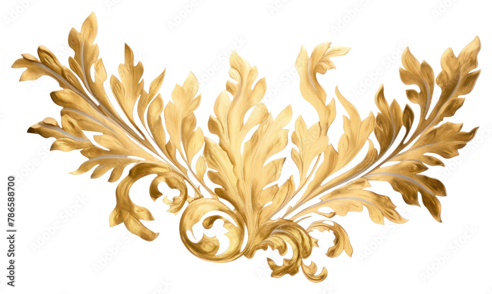 PNG  Leaves ornament pattern gold creativity - obrazy, fototapety, plakaty 