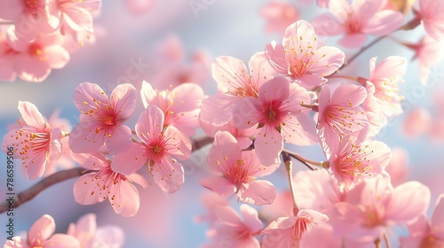 Spring Cherry Blossom Background                    Generative AI