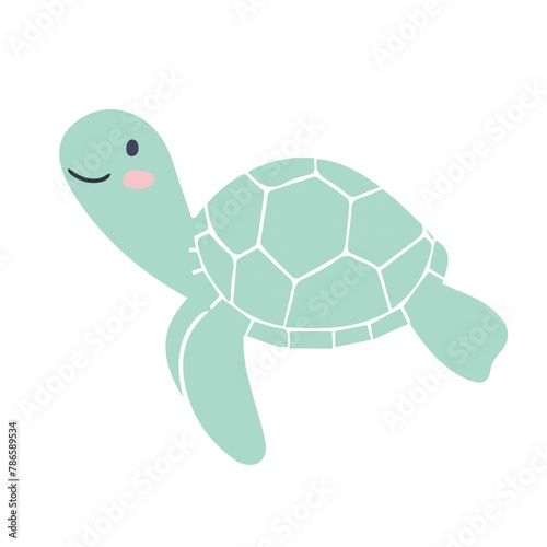 Hand drawn turtle. Vector doodle cartoon sea life for your design. © KotBaton