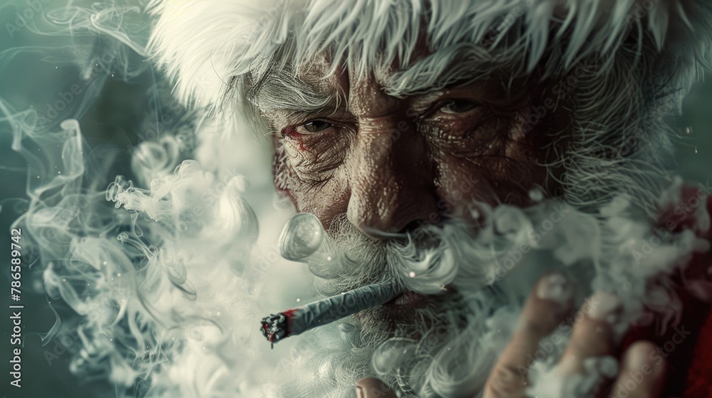 Close up shot of a person smoking a cigarette. Suitable for anti-smoking campaigns