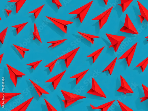 Individuality concept. The red paper plane flies to the side design as an individual and unique leader. Vector illustration design