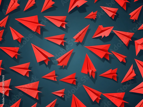 Individuality concept. The red paper plane flies to the side design as an individual and unique leader. Vector illustration design