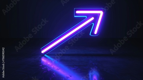 3d icon of blue violet neon repeat arrow isolated on black background 