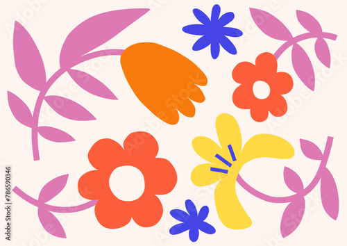 Simple flowers vector background. Spring abstract floral texture
