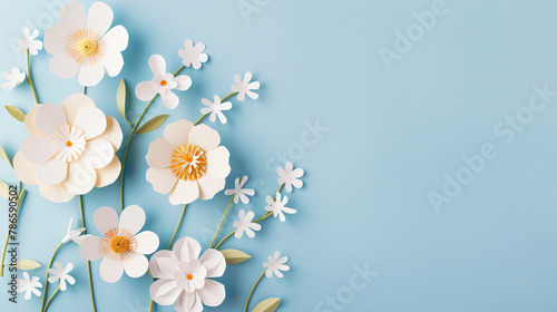 Mothers day concept white flowers in made of paper