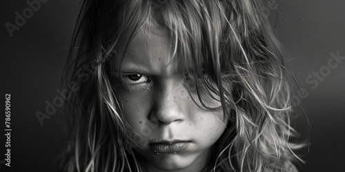 A black and white photo of a young girl. Suitable for various projects