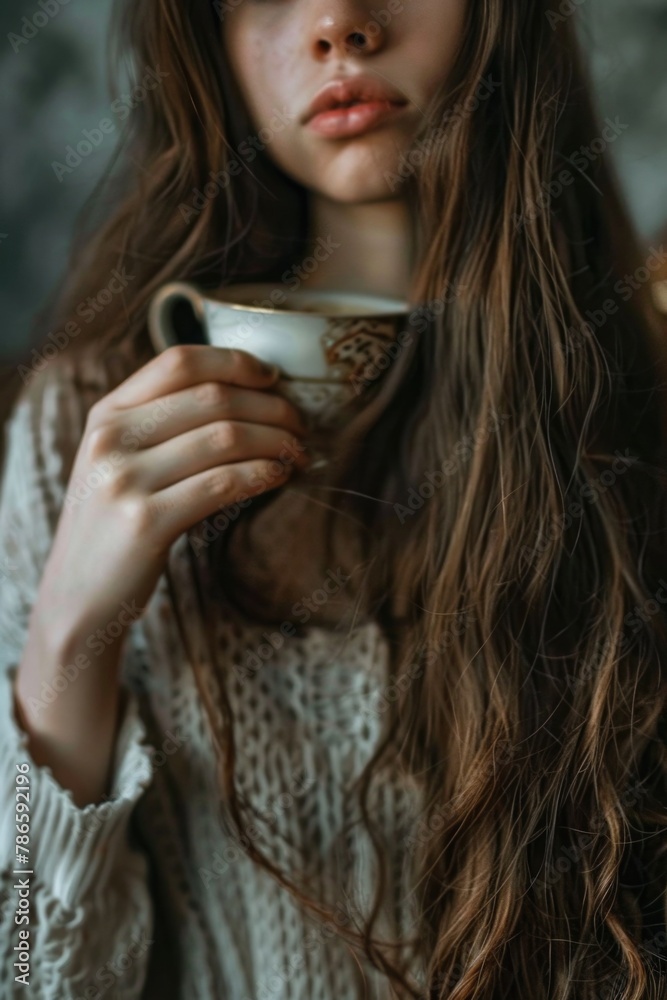 Woman holding a cup of coffee, suitable for coffee shop promotions Woman holding a cup of coffee, suitable for coffee shop promotions