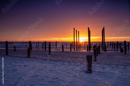 Sunset in Petten aan Zee, The Netherlands.