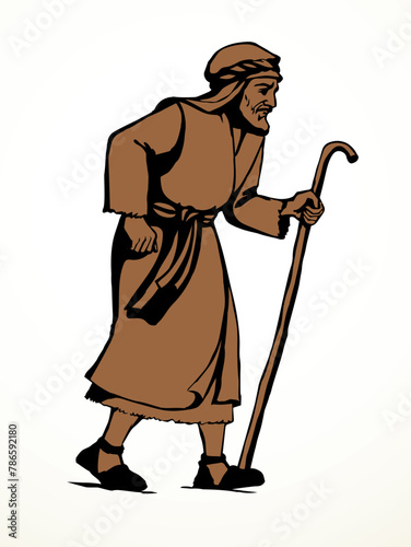 Vector drawing. Jewish man walk