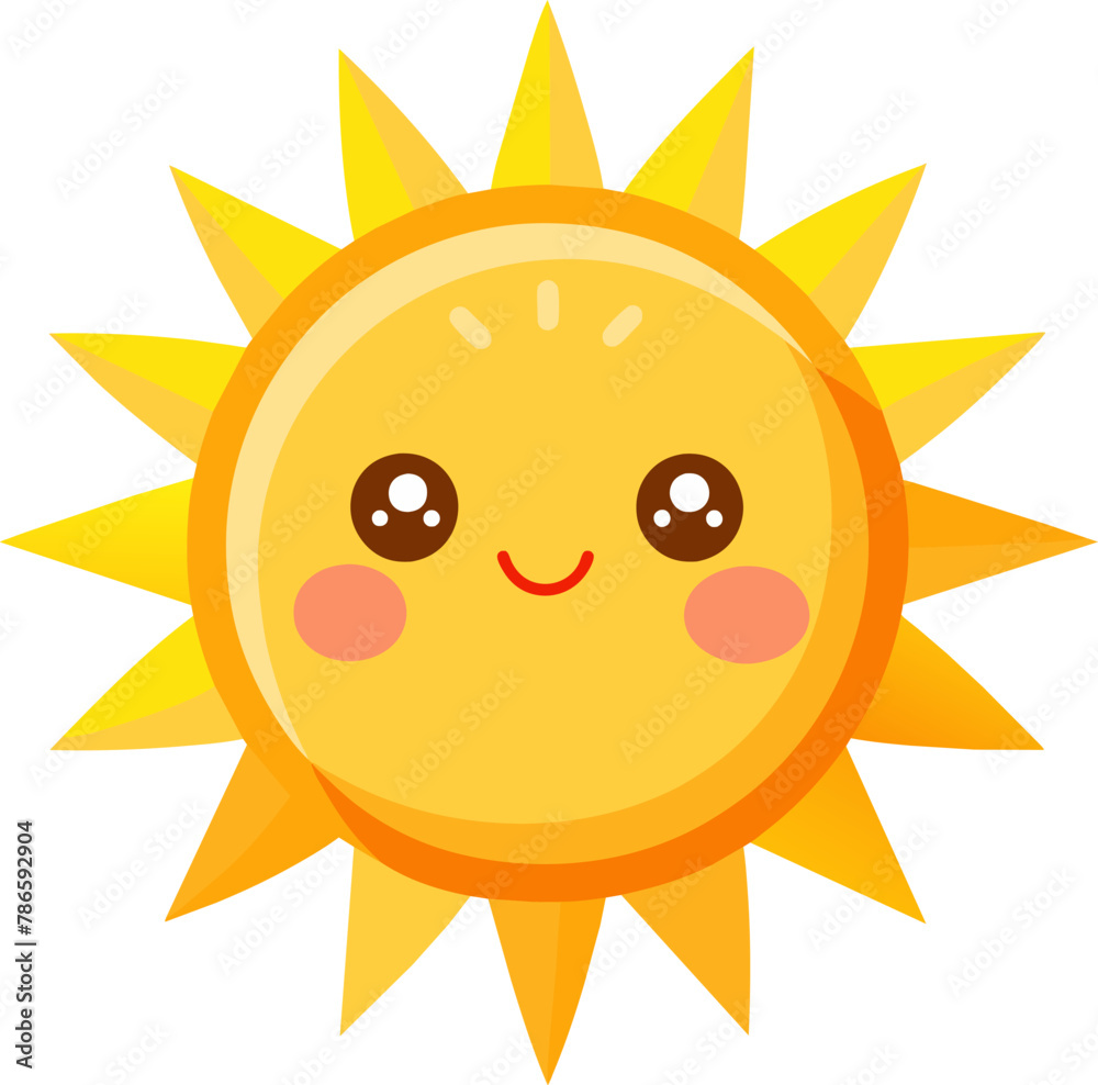 Cute sun illustration cartoon style summer happy Cute sun illustration cartoon style summer happy
