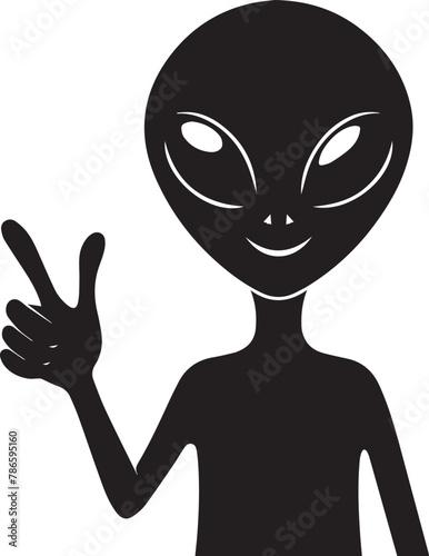 Cute Alien Showing V sign glad Space