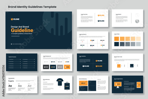 Design brand guidelines template or logo brand identity guide presentation layout photo