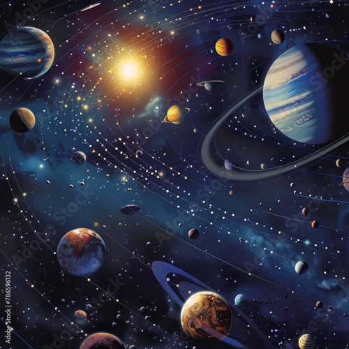 Cosmic Illustration: Solar System and Its Wonders photo