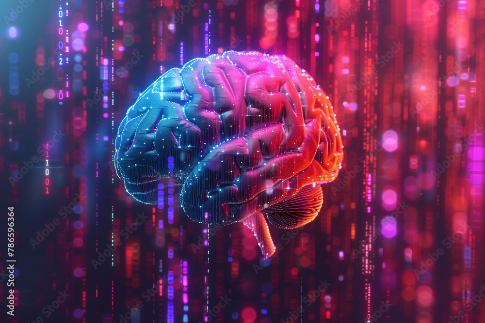 Human brain on colorful background. Health, technology, artificial intelligence, neurodiversity concept Human brain on colorful background. Health, technology, artificial intelligence, neurodiversity concept