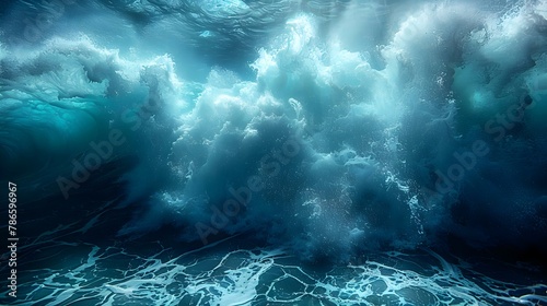 Ocean's Serenade: Ethereal Depths in Blue Hues. Concept Ocean, Serenade, Ethereal, Blue Hues