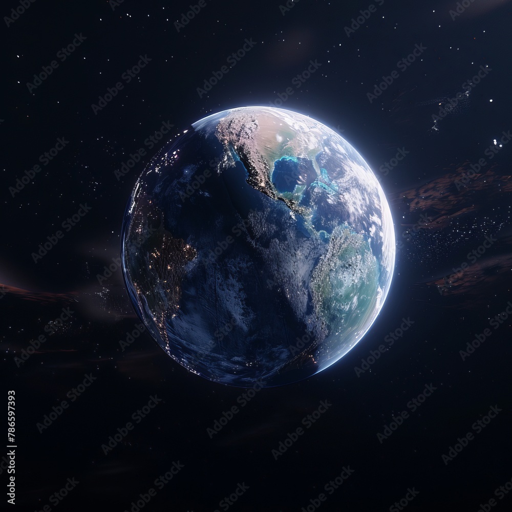 Galactic Perspective: 3D Earth Render in Outer Space
