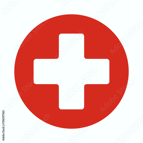 Swiss Cross Squircle Corners Red Circle