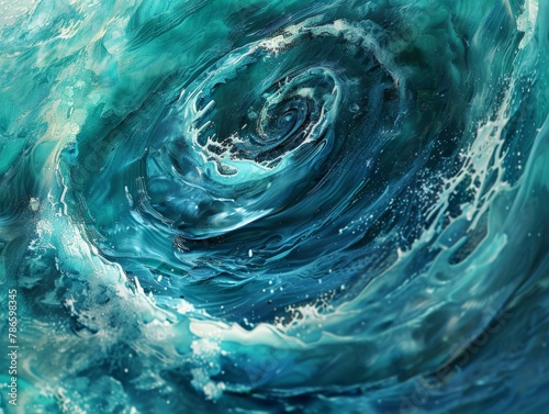 Whirlpools of Cerulean and Turquoise Swirling Amid Oceanic Beauty.