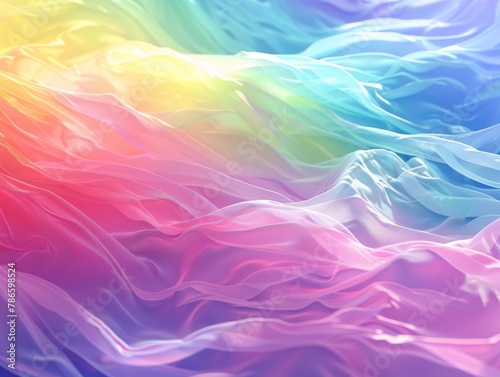 Waves of Colorful Iridescence Flowing Across Abstract Canvas Artwork.