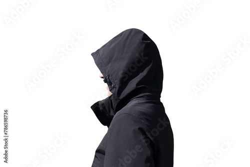 Portrait of a man in a hood isolated