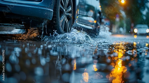 Splashing Rhythm: Car Tires & Rain Dance. Concept Monochrome Aesthetics, Industrial Landscapes, Urban Decay, Abstract Architecture © Ян Заболотний